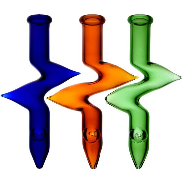 Solid Color Zig Zag Glass Steamroller Pipe – 8″ / Colors Vary