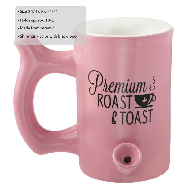 Pink roast & Toast mug with black logo - Image 2