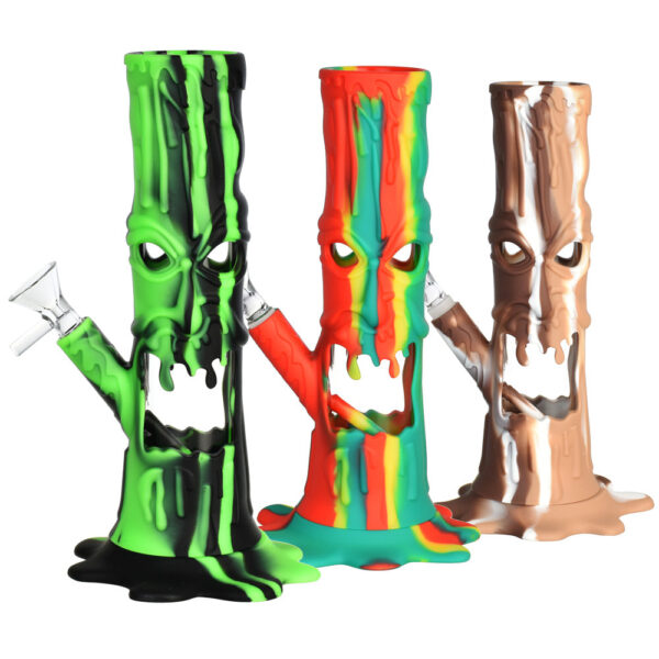 Scary Tree Silicone/Glass LED Water Pipe – 9″/14mm F/Colors Vary